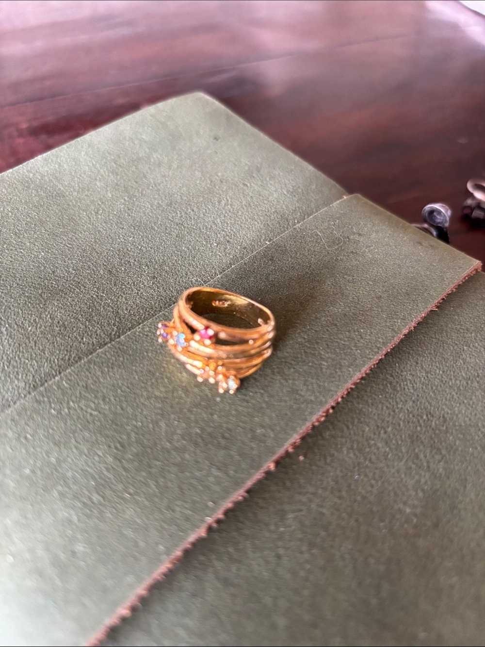 .925 and Gold Tone Multi-Band Ring with Colored Accents
Real stones